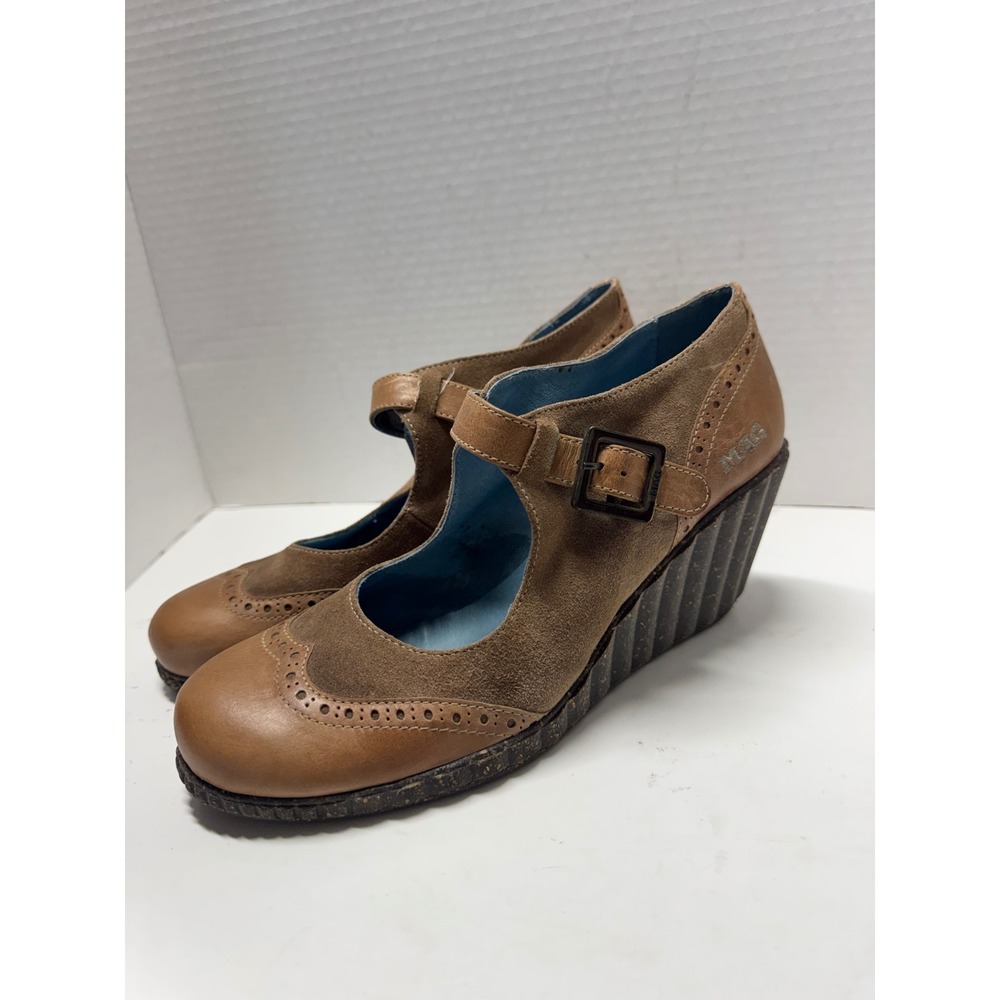 MAG Creative Footwear Brown Suede Leather Wingtip Mary Jane Wedge Shoes 40 9